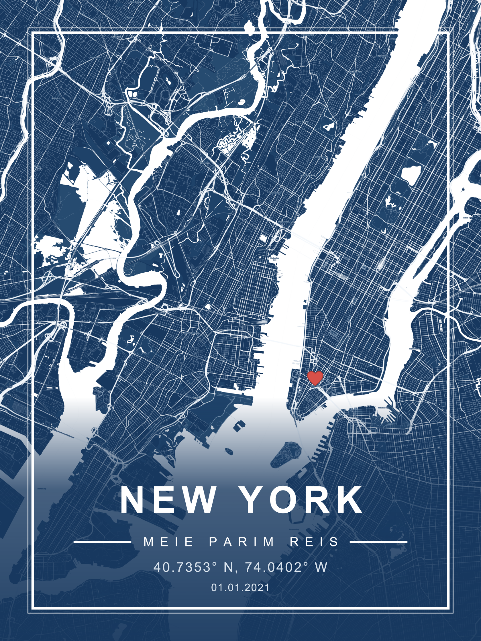 New Yorgi kaart raamis